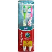 Colgate Max White Medium Toothbrush 2 Τεμάχια - Πράσινο / Ροζ - Μέτρια Οδοντόβουρτσα για Ολοκληρωμένο Καθαρισμό & Απομάκρυνση των Χρωματικών Λεκέδων