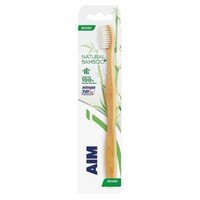 Aim Natural Bamboo Soft Toothbrush 1 Τεμάχιο - Μαλακή Οδοντόβουρτσα με Λαβή Από 100% Φυσικό Μπαμπού