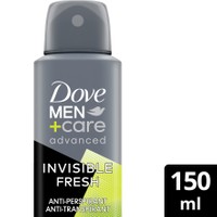 Dove Men+ Care Advanced Invisible Fresh 72h, 150ml - Ανδρικό Αποσμητικό Ενάντια στα Λευκά & Κίτρινα Σημάδια