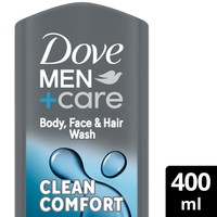 Dove Men+ Care Hydrating Clean Comfort 3 in 1 Wash 400ml - Ανδρικό Αφροντούς για Σώμα, Πρόσωπο & Μαλλιά για Ενυδάτωση Μακράς Διάρκειας