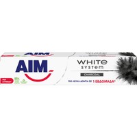 Aim White System Charcoal Toothpaste 75ml - Οδοντόκρεμα με Ενεργό Άνθρακα για Λεύκανση & Επαναφορά του Φυσικού Λευκού των Δοντιών σε 1 Εβδομάδα