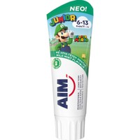 Aim Junior 6-13 Years Super Mario Kids Tootpaste 75ml - Παιδική Οδοντόκρεμα με Ήπια Γεύση Μέντας που Προσφέρει Μακροχρόνια Προστασία Κατά της Τερηδόνας