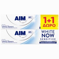 Aim Πακέτο Προσφοράς White Now Sensitive Toothpaste 2x75ml - Οδοντόκρεμα για 3 Φορές Λευκότερα Δόντια & Άμεση Ανακούφιση από την Ευαισθησία σε 30