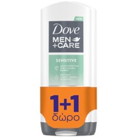 Dove Πακέτο Προσφοράς Men & Care Sensitive 3-in-1 Shower Gel 2x400ml - Ενυδατικό Gel Προσώπου, Σώματος & Μαλλιών, Κατάλληλο για Ξηρές Επιδερμίδες
