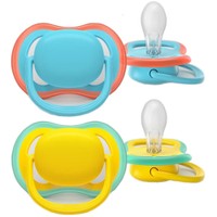 Philips Avent Ultra Colors of Nature Silicone Soother Ultra Soft 18m+ Κωδ SCF349/57, 2 Τεμάχια - Γαλάζιο / Κίτρινο - Ορθοδοντική Πιπίλα Σιλικόνης με Μεγάλες Οπές για να Αναπνέει το Δέρμα του Μωρού