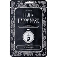 Vican Kocostar Black Happy Face Mask 1 Τεμάχιο - Εμποτισμένη Μάσκα Καθαρισμού με Άνθρακα για Όλους τους Τύπους Δέρματος