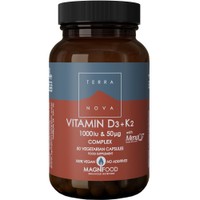 Terranova Vitamin D3 1000iu & K2, 50µg 50veg.caps - Συμπλήρωμα Διατροφής με Βιταμίνη D3 & Κ2 για την Ενίσχυση του Καρδιαγγειακού Συστήματος & των Οστών - Μυών - Δοντιών