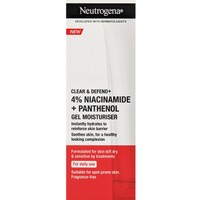 Neutrogena Clear & Defend+ 4% Niacinamide + Panthenol Gel Moisturiser 50ml - Ενυδατικό Gel Προσώπου με Νιασιναμίδη & Πανθενόλη Κατάλληλο για Ξηρή - Ευαίσθητη Επιδερμίδα