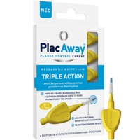 Plac Away Triple Action Iterdental Brushes Extra Soft 6 Τεμάχια - ISO 4 / 0.7mm - Βουρτσάκια με Πολύ Απαλές Ίνες για Καθαρισμό των Μεσοδόντιων Διαστημάτων & των Ορθοδοντικών Μηχανισμών με Προστατευτική Θήκη - Λαβή