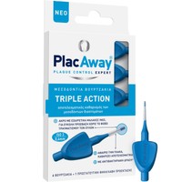 Plac Away Triple Action Iterdental Brushes Extra Soft 6 Τεμάχια - ISO 3 / 0.6mm - Βουρτσάκια με Πολύ Απαλές Ίνες για Καθαρισμό των Μεσοδόντιων Διαστημάτων & των Ορθοδοντικών Μηχανισμών με Προστατευτική Θήκη - Λαβή