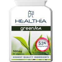 Healthia Green Tea 500mg 90caps - Συμπλήρωμα Διατροφής με Τιτλοδοτημένο Εκχύλισμα Πράσινο Τσάι για Ενίσχυση του Ανοσοποιητικού, Απώλεια Βάρους & Αντιμετώπιση της Κυτταρίτιδας