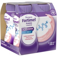 Nutricia Fortimel Protein 2 kcal/ml Strawberry 4x200ml - Πόσιμο Θρεπτικό Σκεύασμα Πλούσιο σε Πρωτεΐνες, Μέταλλα & Ιχνοστοιχεία για την Αντιμετώπιση Προβλημάτων Υποσιτισμού & Δυσθρεψίας που Σχετίζονται με Ασθένεια με Γεύση Φράουλα