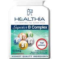 Healthia Superior B Complex 533mg High Potency 60caps - Συμπλήρωμα Διατροφής με Σύμπλεγμα Βιταμινών Β Υψηλής Ισχύος για την Καλή Λειτουργία του Νευρικού - Καρδιαγγειακού Συστήματος​​​​​​​