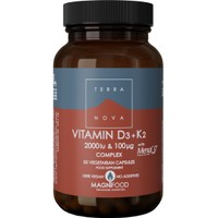 Terranova Vitamin D3 2000iu & K2, 100µg 50veg.caps - Συμπλήρωμα Διατροφής με Βιταμίνη D3 & Κ2 για την Ενίσχυση του Καρδιαγγειακού Συστήματος & των Οστών - Μυών - Δοντιών