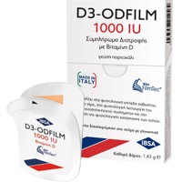 IBSA D3-Odfilm 1000iu 30 Διασπειρόμενες στο Στόμα Ταινίες - Συμπλήρωμα Διατροφής με Βιταμίνη D3 για την Καλή λειτουργία των Οστών & του Ανοσοποιητικού, με Γεύση Πορτοκάλι