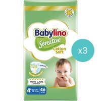 Σετ Babylino Sensitive Cotton Soft Maxi Plus Νο4+ (10-15kg) 138 Τεμάχια (3x46 Τεμάχια) - 