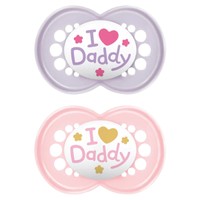 Mam Orthodontic Silicone Soother 16m+ I love Mummy & Daddy 2 Τεμάχια, Κωδ 265SG2 - Μωβ / Ροζ - Ορθοδοντική Πιπίλα Σιλικόνης για Χαλάρωση & Ανακούφιση