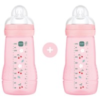 Mam Promo Easy Active Baby Bottle 2m+, Κωδ 363SBc 270ml, 2 Τεμάχια - Ροζ - Μπιμπερό Πολυπροπυλενίου με Θηλή Σιλικόνης Μεσαίας Ροής