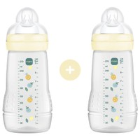 Mam Promo Easy Active Baby Bottle 2m+, Κωδ 363SUc 270ml, 2 Τεμάχια - Κίτρινο - Μπιμπερό Πολυπροπυλενίου με Θηλή Σιλικόνης Μεσαίας Ροής