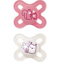 Mam Original Start Silicone Soother 0-2m 2 Τεμάχια, Κωδ 125SGc - Ροζ / Κρεμ - Μικρή & Ελαφριά Ορθοδοντική Πιπίλα Σιλικόνης με Θήκη Μεταφοράς