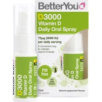 BetterYou D3000 Vitamin D Daily Oral Spray 15ml - Συμπλήρωμα Διατροφής Βιταμίνης D3 σε Σταγόνες για την Καλή υγεία των Οστών, Δοντιών & Ανοσοποιητικού με Γεύση Μέντα