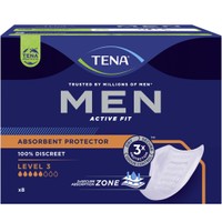 Tena Men Active Fit Absorbent Protector Level 3, 8 Τεμάχια - Ανδρικά Επιθέματα Ακράτειας Μέτριας Απορροφητικότητας