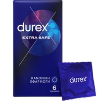 Durex Extra Safe Condoms 6 Τεμάχια - Ανθεκτικά Προφυλακτικά με Μεγαλύτερο Πάχος & Περισσότερο Λιπαντικό