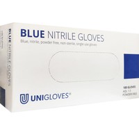 Unigloves Blue Nitrile Gloves Μπλε 100 Τεμάχια - Medium - Γάντια Νιτριλίου μη Αποστειρωμένα, Χωρίς Πούδρα