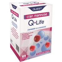 Quest Cran Mannose Q-Life 15 Sachets - Συμπλήρωμα Διατροφής με Κράνμπερι & D-Μαννόζη για Πρόληψη - Αντιμετώπιση των Λοιμώξεων του Ουροποιητικού Συστήματος με Γεύση Κράνμπερι