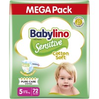 Babylino Sensitive Cotton Soft Mega Pack Junior No5 (11-25kg) 72 Τεμάχια - 