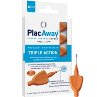 Plac Away Triple Action Iterdental Brushes Extra Soft 6 Τεμάχια - ISO 1 / 0.45mm - Βουρτσάκια με Πολύ Απαλές Ίνες για Καθαρισμό των Μεσοδόντιων Διαστημάτων & των Ορθοδοντικών Μηχανισμών με Προστατευτική Θήκη - Λαβή