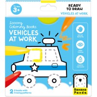 Banana Panda Looong Coloring Books Tracing Patterns 3 Years+, 2 Τεμάχια - Vehicles at Work - Βιβλίο Ακορντεόν με Διακεκομμένα Περιγράμματα στις Εικόνες, Ιδανικά για Χρωματισμό