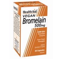 Health Aid Bromelain 500mg 30caps - Συμπλήρωμα Διατροφής με Βρομελαΐνη, Φυσικό Πεπτικό Ένζυμο που Βοηθά στην Βελτίωση της Πέψης