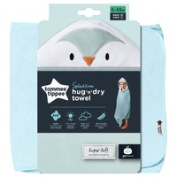 Tommee Tippee Splashtime Hug n Dry Towel 6-48m Κωδ CBA1017, 1 Τεμάχιο - Percy the Penguin - Πετσέτα Μπάνιου με Σχέδιο & Κουκούλα, που Στεγνώνει Γρήγορα