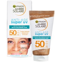 Garnier Ambre Solaire Anti-Age Super UV Spf50 Protection Cream with Hyaluronic Acid 50ml - Αντηλιακή & Αντιρυτιδική Κρέμα Προσώπου Υψηλής Προστασίας με Υαλουρονικό Οξύ