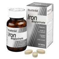 Health Aid Iron Bisglycinate 90tabs - Συμπλήρωμα Διατροφής Σιδήδου με Βιταμίνη C Φιλικό Προς το Στομάχι, Βραδείας Αποδέσμευσης