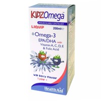 Health Aid KIDZ Omega Liquid Wild Berry Flavour 200ml - Συμπλήρωμα Διατροφής Ωμέγα 3 & Βιταμίνες για Παιδιά σε Σιρόπι με Γεύση Βαατόμουρο
