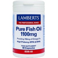 Lamberts Pure Fish Oil 1100mg, 60caps - Συμπλήρωμα Διατροφής για την Ενίσχυση της Λειτουργίας της Καρδιάς, του Εγκεφάλου & της Όρασης