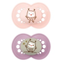 Mam Day & Night Silicone Soother 16m+ Κωδ 274S 2 Τεμάχια - Ροζ/ Μωβ - Ορθοδοντική Πιπίλα Σιλικόνης που Λάμπει στο Σκοτάδι από 16+ Μηνών