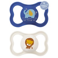 Mam Air Silicone Soother 6 - 16m Κωδ 215S 2 Τεμάχια - Μπλε/ Κρεμ - Ορθοδοντική Πιπίλα Σιλικόνης από 6 Έως 16 Μηνών