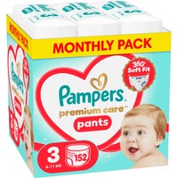 Pampers Premium Care Pants Monthly Pack No3 (6-11kg) Πάνες Βρακάκι 152 Πάνες