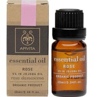 Apivita Rose & 5% Jojoba Essential Oil 10ml - Πολυχρηστικό Αιθέριο Έλαιο Αρωματοθεραπείας από Τριαντάφυλλο & 5% Jojoba με Χαλαρωτικές Ιδιότητες