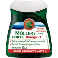Moller’s Forte Μουρουνέλαιο 60caps - Συμπλήρωμα Διατροφής Μίγματος Ιχθυέλαιου & Μουρουνέλαιου Πλούσιο σε Ω3 Λιπαρά Οξέα