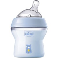 Chicco Natural Feeling Plastic Bottle 0m+, 1 Τεμάχιο - Μπλε - Πλαστικό Μπιμπερό με Σύστημα Κατά των Κολικών & Θηλή Σιλικόνης Αργής Ροής