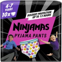 Ninjamas Pyjama Pants Girl 4-7 Years (17-30kg) 10 Τεμάχια - Πάνες Βρακάκι Νυκτός για Κορίτσια από 4-7 Ετών