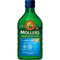 Moller's Cod Liver Oil Tutti Frutti 250ml - Συμπλήρωμα Διατροφής Πόσιμου Μουρουνέλαιου Πλούσιο σε Ω3 με Βιταμίνες A, D & E με Γεύση Διάφορων Φρούτων