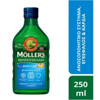 Moller's Cod Liver Oil Tutti Frutti 250ml - Συμπλήρωμα Διατροφής Πόσιμου Μουρουνέλαιου Πλούσιο σε Ω3 με Βιταμίνες A, D & E με Γεύση Διάφορων Φρούτων