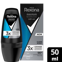 Rexona Men Maximum Protection Roll on Clean Scent 96h 50ml - Ανδρικό Αντιιδρωτικό Αποσμητικό με Αποτελεσματικότητα Έως και 96 Ώρες