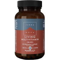 Terranova Living Multivitamin Man 50veg.caps - Συμπλήρωμα Διατροφής με Πολυβιταμίνες για την Καλή Λειτουργία του Καρδιαγγειακού Συστήματος, την Προστασία του Ανδρικού Ουροποιητικού & τη Μείωση της Κούρασης - Κόπωσης