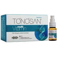 Tonosan Multi Vitamin Food Supplement with Fruity Flavor 15x7ml - Συμπλήρωμα Διατροφής σε Πόσιμο Διάλυμα με 10 Βιταμίνες, Μέταλλα & Ιχνοστοιχεία για Ενέργεια, Τόνωση & Προστασία, Γεύση Φρούτων